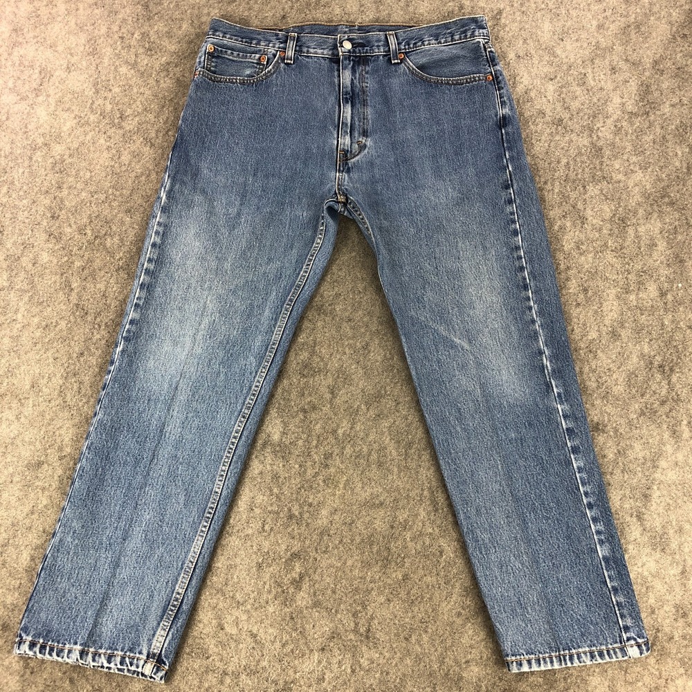 Levis 505 Jeans Mens 38x30 Blue Straight Leg Classic Mid Rise Medium Wash Cotton